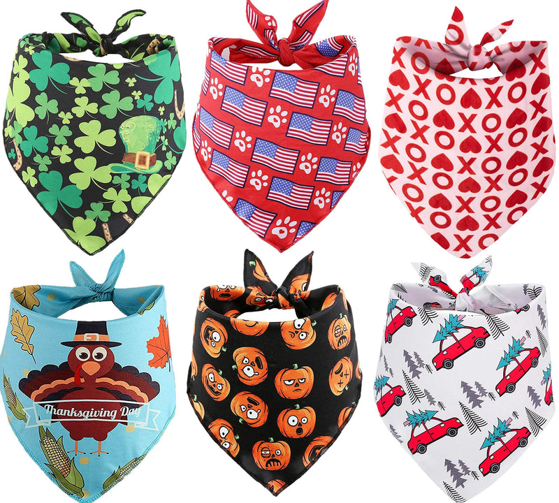 [Australia] - BoomBone Holiday Dog Bandanas,6 Pack Bandanas Set for Medium Large Dogs S 