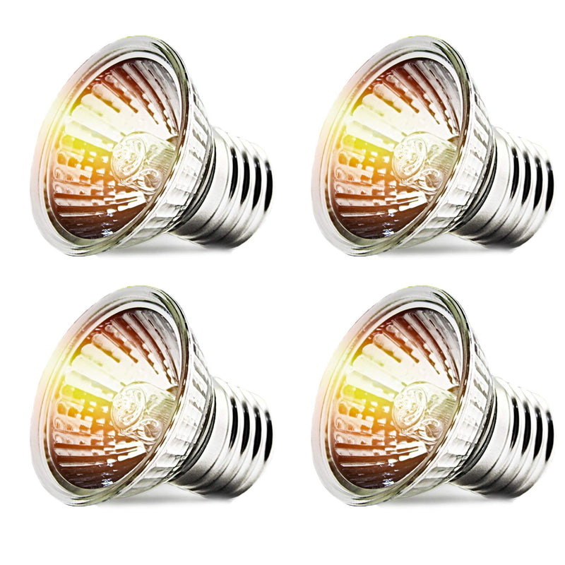4-Pack 50W UVA+UVB Bulbs | Heat and Light for Reptiles and Amphibian Tanks, Terrariums and Cages | Works with Various Lamp Fixtures 50.0 Watts - PawsPlanet Australia