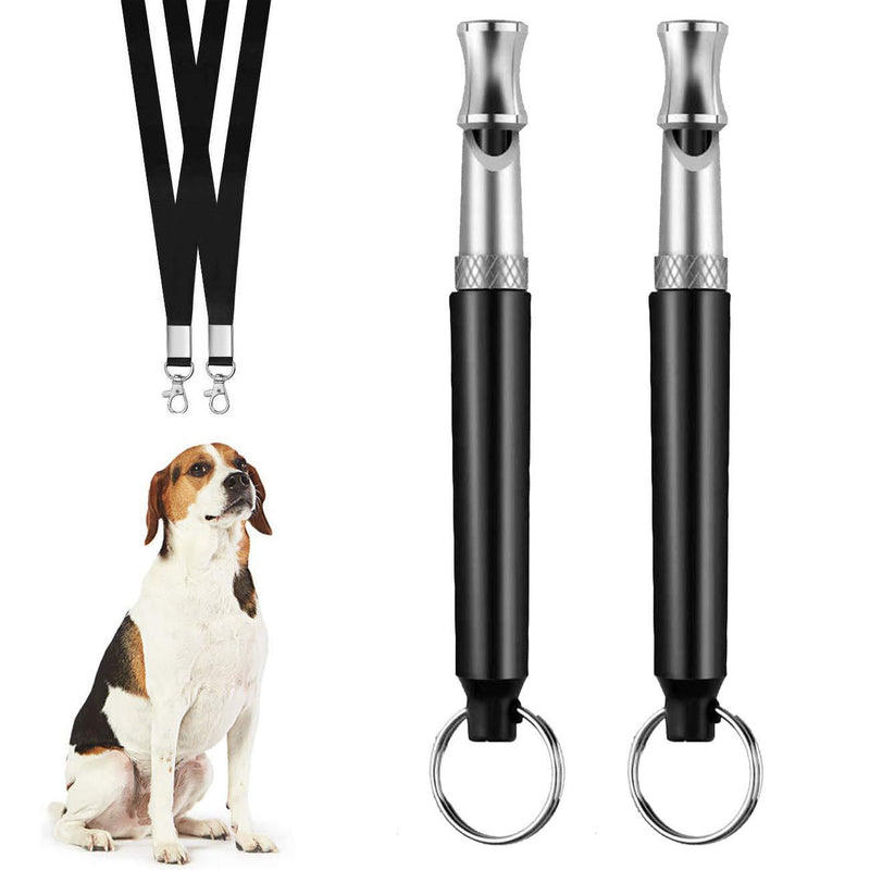 [Australia] - Forno Dog Whistle to Stop Barking Adjustable Pitch Ultrasound Dog Training Whistles with Lanyard Pet Training Tool 2 PCS Black 