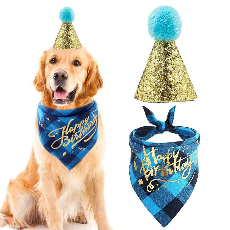 Dog Birthday Bandana Scarfs with Cute Doggie Dog Birthday Party Birthday Hat - PawsPlanet Australia