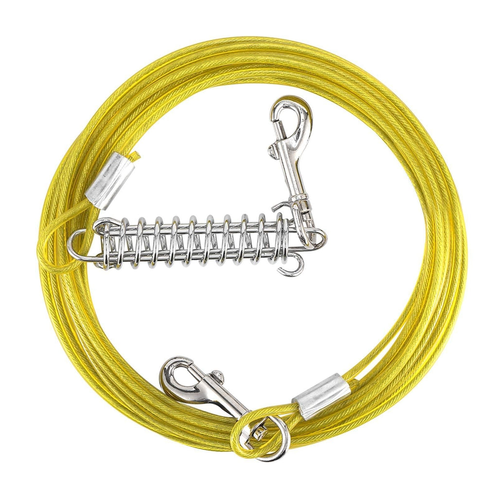 [Australia] - Tie Out Cable for Dogs Up to 30/60/90/125 Pounds, 15/20/30/40ft Length Available, Dog Runner with Shock Absorbing Spring for Yard and Camping, Reflective & Rust Proof Leash for Small to Large Dogs 35lbs15ft Yellow 