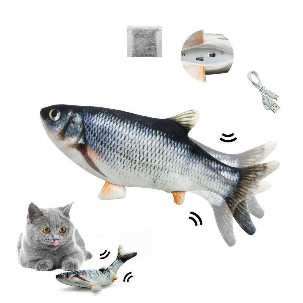 SUNFATT Dog Fish Toy Flopping,Floppy Fish Dog Toy,USB Charging Interactive Cat Toys,Simulation Cat Toy Fish Flopping,Catfish Toy Can Chew and Kick,Reducing Stress for Cats. Black Floppy Fish - PawsPlanet Australia