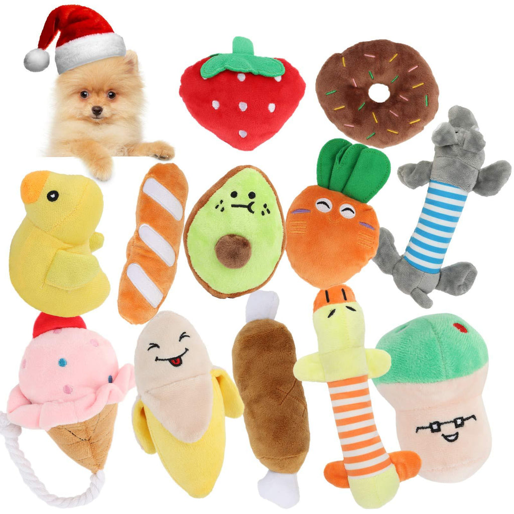 [Australia] - ENIBON Squeaky Dog Toys, Cute Stuffed Plush Pet Chew Toys, Durable Interactive Teething Toys for Puppy Small Medium Dogs (12 Packs) 