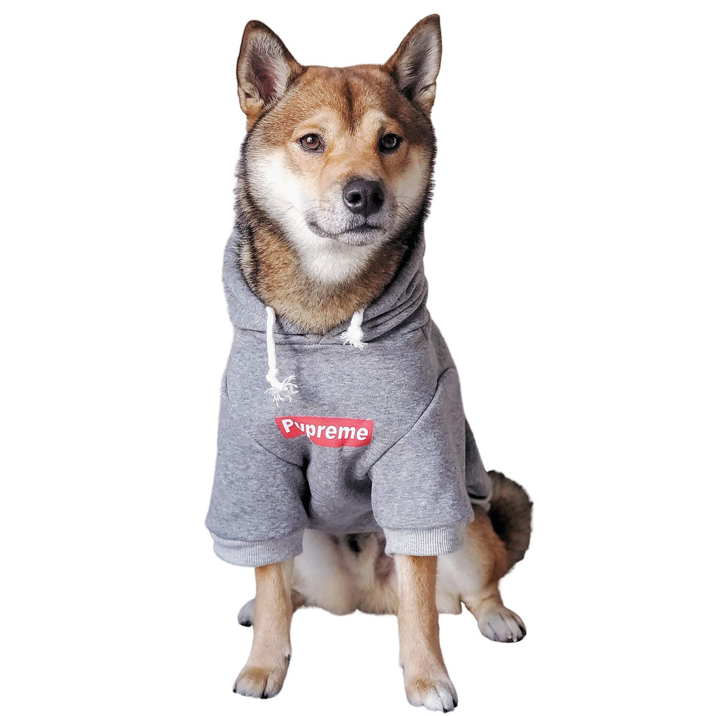 [Australia] - ChoChoCho Pet Clothing Cotton Hoodie Stylish Streetwear Sweatshirt Gray Outfit for Dog Cat Puppy (S) Small 