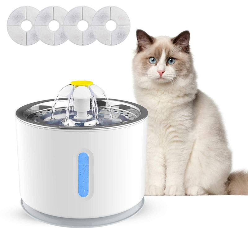 VINSIC Cat Water Fountain, Pet Fountain 80oz/2.4L Large Capacity - Cat Water Dispenser with Filter, Water Level Window, LED Light, Automatic Water Fountain for Cats & Dogs - PawsPlanet Australia