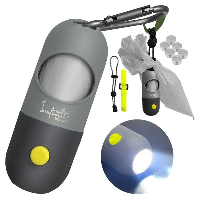 Dog Poop Bag Dispenser with Built-in LED Flashlight and Metal Clip for Leash, Pet Waste Bag Holder, Dog Walking Accessory, Black - PawsPlanet Australia