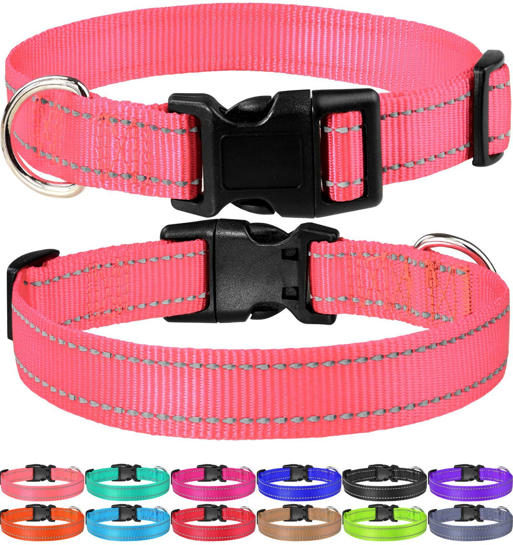 [Australia] - FunTags Reflective Nylon Dog Collar with Quick Release Buckle Adjustable,Classic Solid Colors,Babypink,Extra Small Size XS - 5/8"x(8"-12") Babypink 