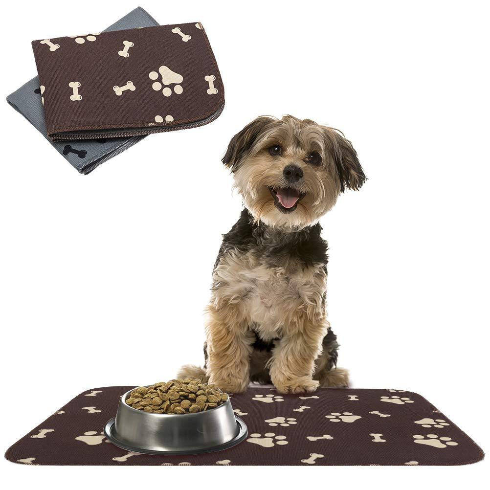 SCENEREAL Waterproof and Non-Slip Dog Food Mat - 2 Pack Pet Feeding Mat - Dog Mat for Bowls 2 Treat Mat for Dogs Cats L - 15.8" x 23.8" (2 Pack) - PawsPlanet Australia