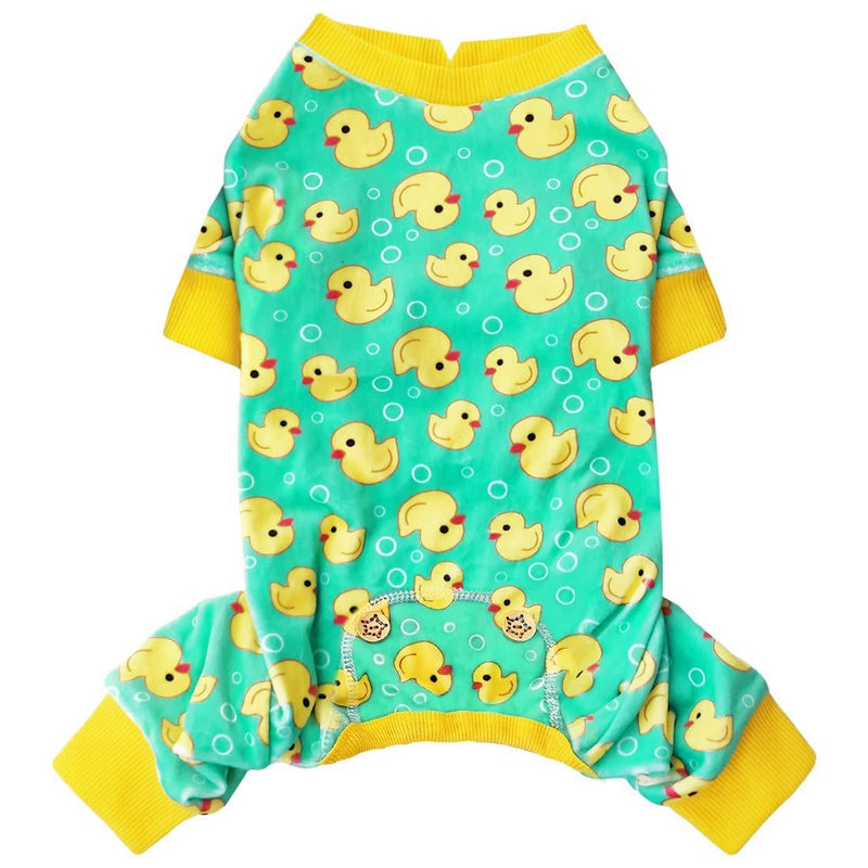 kyeese Dog Pajamas Yellow Ducks for Small Dogs Soft Material Stretchable Dog Pjs Cat Pajama Dog Apparel X-Small - PawsPlanet Australia