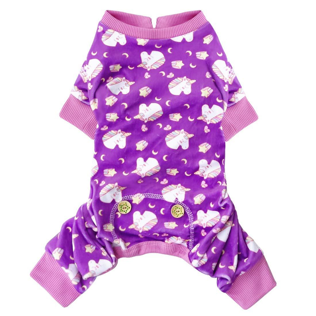 kyeese Dog Pajamas Unicorn Soft Material Stretchable Dogs Pajamas Onesie Pet Pjs Dog Clothes Large Purple (Unicorn) - PawsPlanet Australia