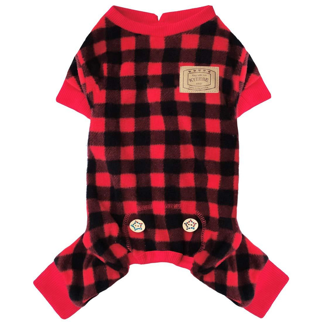 kyeese Dogs Pajamas Plaid for Small Dog Red Buffalo Check Dog Pajama Onesie X-Small - PawsPlanet Australia