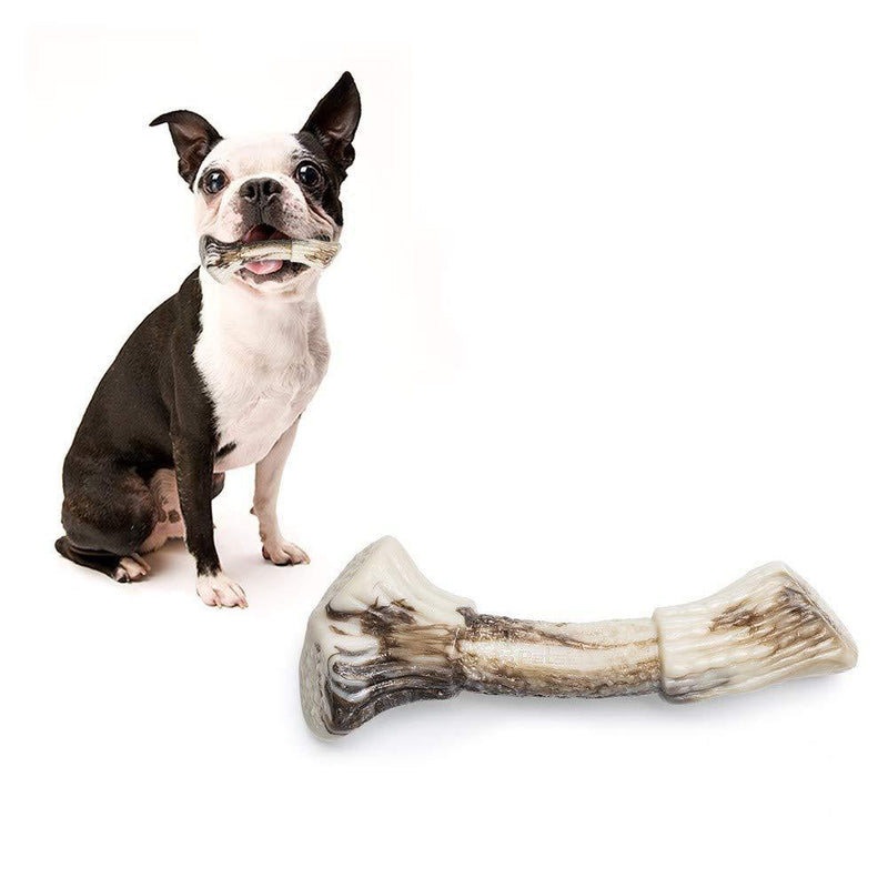 PetsLA Dog Chew Toys for Aggressive Chewers Large Breed Indestructible Hard Nylon Dog Bone Toy Durable Dog Chew Toy Dog Teething Toy for Large Medium Small Dogs Antler Shape Small (Pack of 1) - PawsPlanet Australia