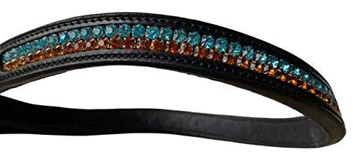 Cwell Equine U SHAPED English Leather Crystal Browband Two Tone Full Black(Bcd-18-19) - PawsPlanet Australia