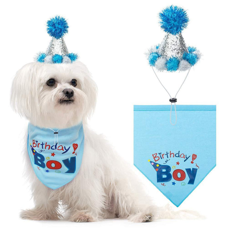 BINGPET Dog Birthday Bandana and Hat - Birthday Boy Scarf and Birthday Party Hat Set Best Birthday Gift for Pet, Puppy - PawsPlanet Australia