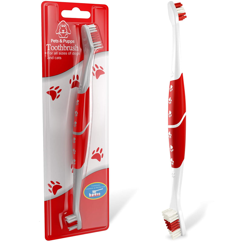 Pet Toothbrush for Dogs, Cats with Soft Bristles - Easy Teeth Cleaning & Dental Care, Non Slip Dual Head Dog Toothbrush - Choose Your Pack (Pack of 1) Pack of 1 - PawsPlanet Australia