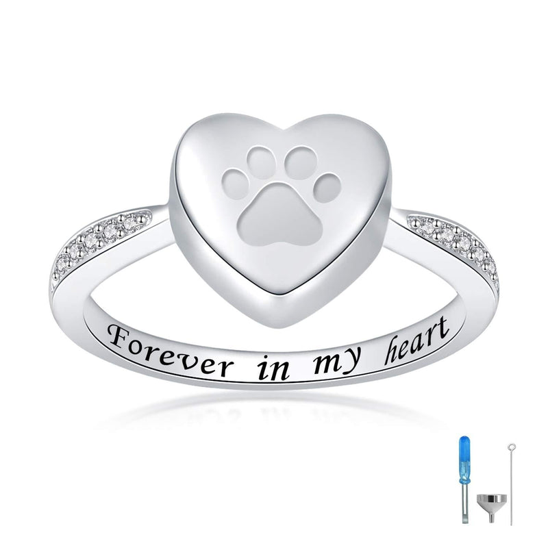 Dog Ashes Ring Sterling Silver Keepsake Memorial Cremation Tiny Jewelry Forever in My Heart Paw Print Urn Ring for Pet 's Ashes 8 - PawsPlanet Australia