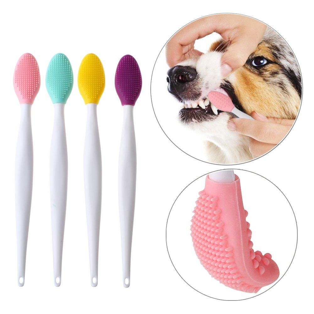 ANTOLL Pets Silicone Soft Head Dog cat with Toothbrush Dog cat Teeth Cleaning Health Care（4-Parks） - PawsPlanet Australia