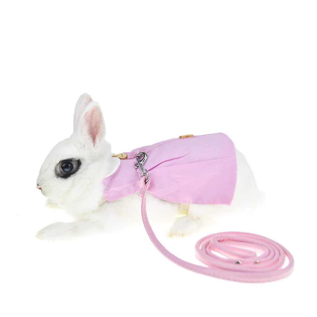 FLAdorepet Rabbit Guinea Pig Harness and Leash Set Bunny Dress Milk Mini Dog Cat Clothes for Teacup Yorkie Small Animal Apparel S Pink - PawsPlanet Australia