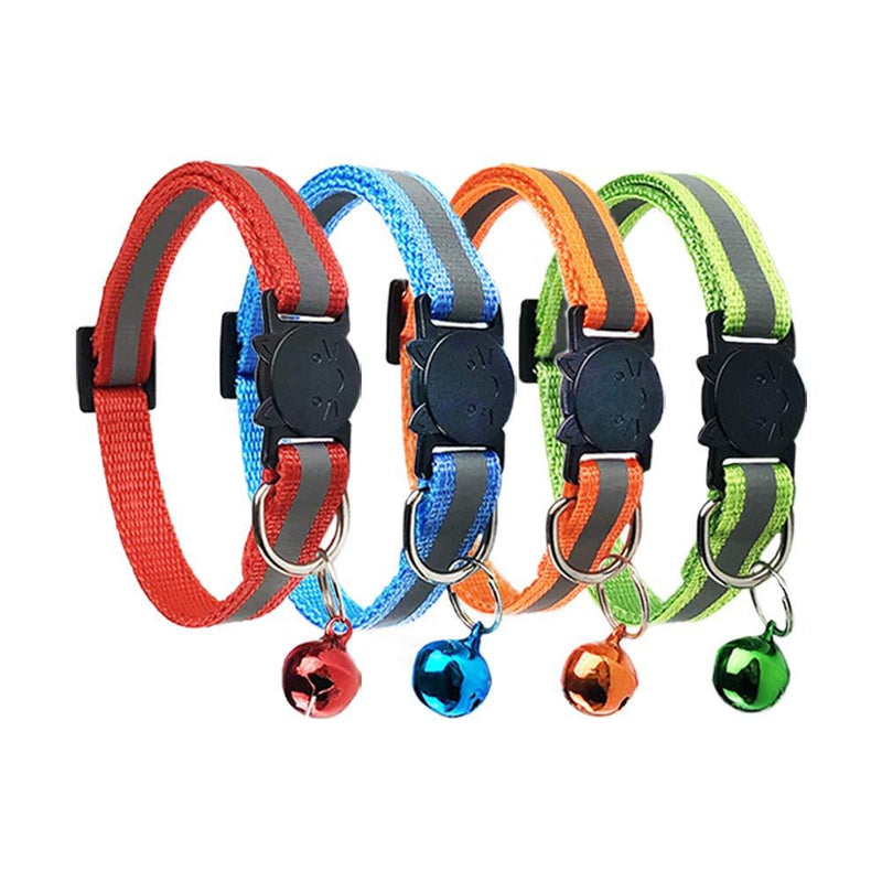 D-buy Cat Collars, Cat Collars with Bell, Breakaway Cat Collars, Reflective Cat Collars, Nylon Cat Collars with Bell, Collars for Cats, Collars for Puppies Set of 4 Colors - PawsPlanet Australia