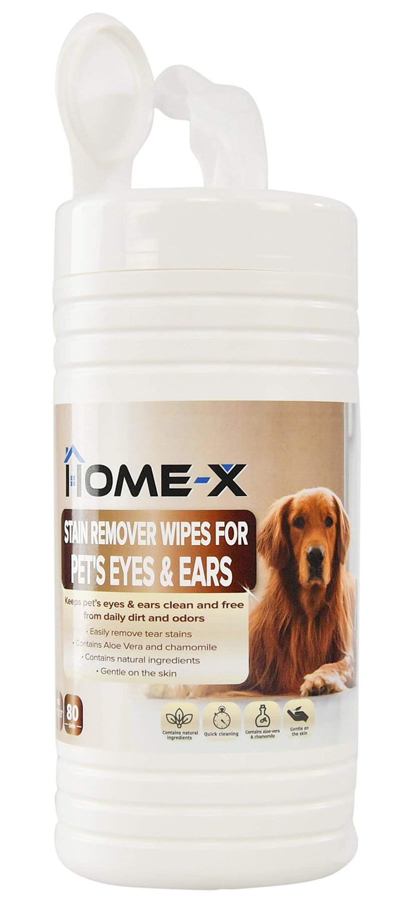 HOME-X Pet Ear and Eye Wipes, Gentle Animal-Safe Cleaning Wipes (80 Count) - PawsPlanet Australia