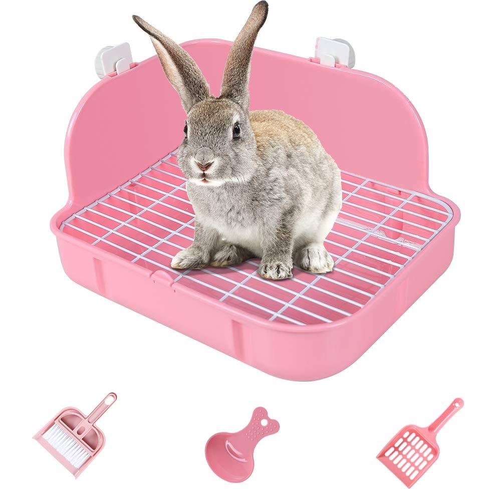 KNGKILQN Corner Rabbit Litter Box - Pink Bunny Small Corner Litter Pan Animal Toilet Pet Toilet Trainer for Guinea Pig Ferret Rat Rabbit - PawsPlanet Australia