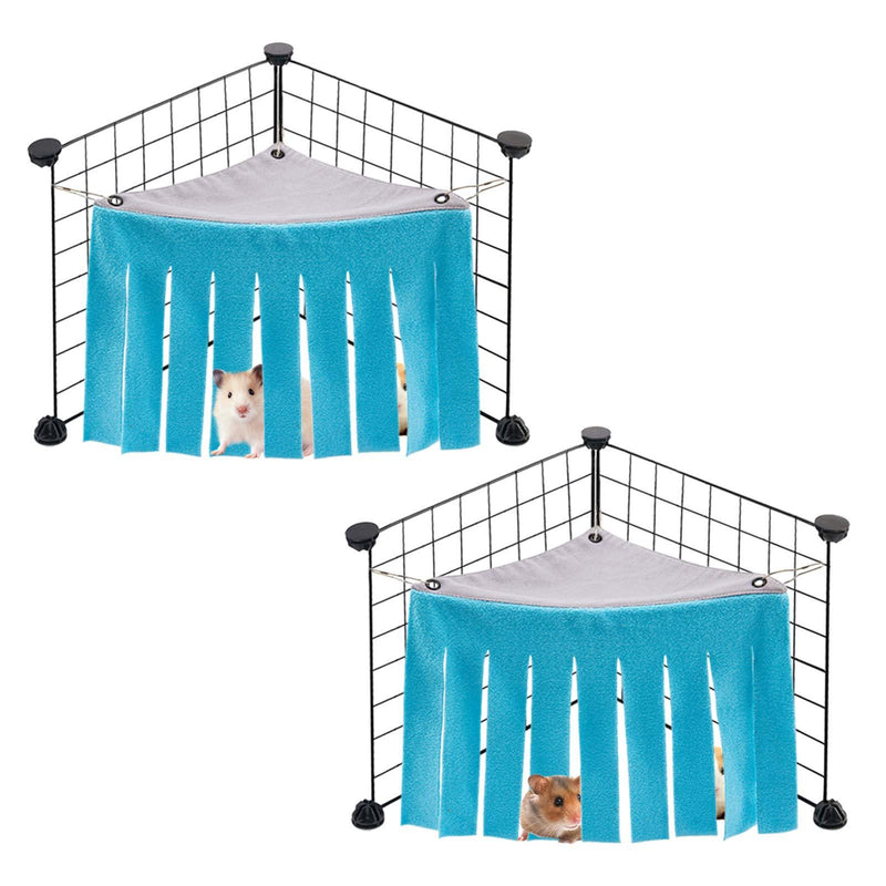 MEWTOGO 2 Pack Small Pets Hideaway Corner-Guinea Pig Hideaway Corner House Toy Cage for Guinea Pig Hamster Chinchilla Rabbit and Other Small Pet(2 Colors) Grey and Blue - PawsPlanet Australia