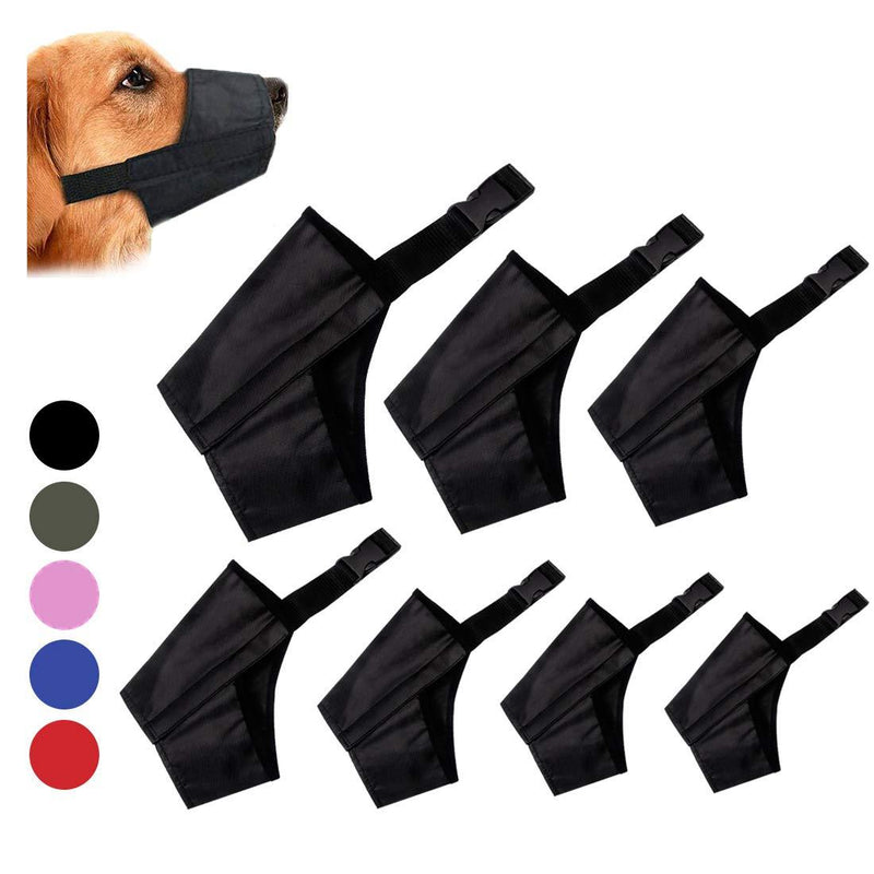 [Australia] - Coppthinktu Dog Muzzle Suit, 7PCS Dog Muzzles for Biting Barking Chewing, Adjustable Dog Mouth Cover for Small Medium Large Dog, Soft Comfortable Dog Muzzle for Long Snout Black 