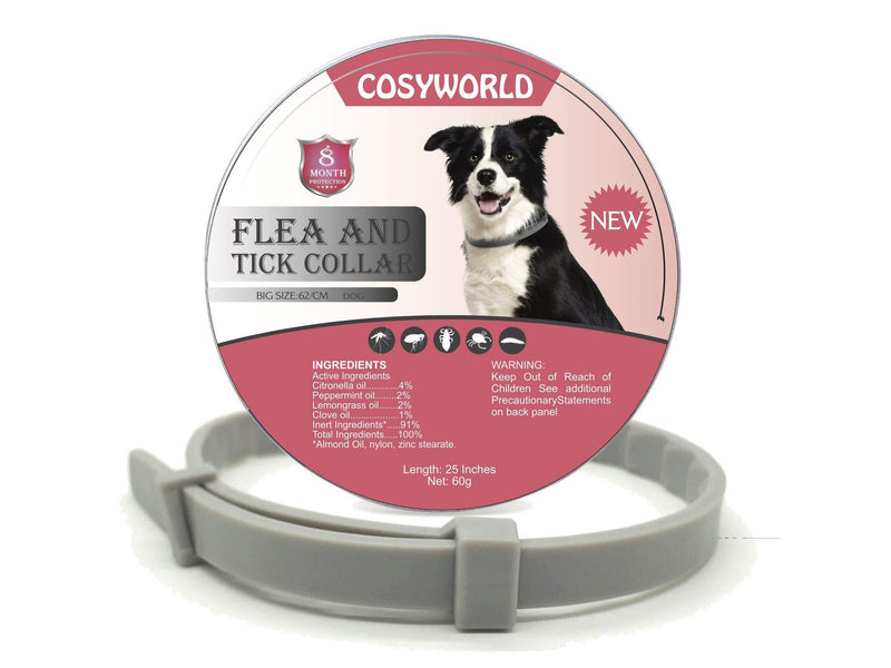 COSYWORLD 2 Pack Dogs Flea and Tick Collar - 8 Months Protection for Dog and Puppies - Waterproof, Adjustable, Hypoallergenic and Ultra Safe Insect Repellent with Natural Essential Oil - PawsPlanet Australia