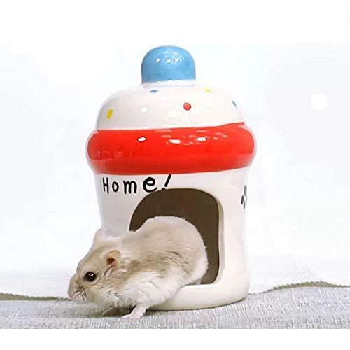 gutongyuan Hamster Hideout Ceramic Adorable Cartoon Shape Hamster House Chinchilla Mini Hut Small Animal Hideout Cave Cage Accessories Bottle - PawsPlanet Australia