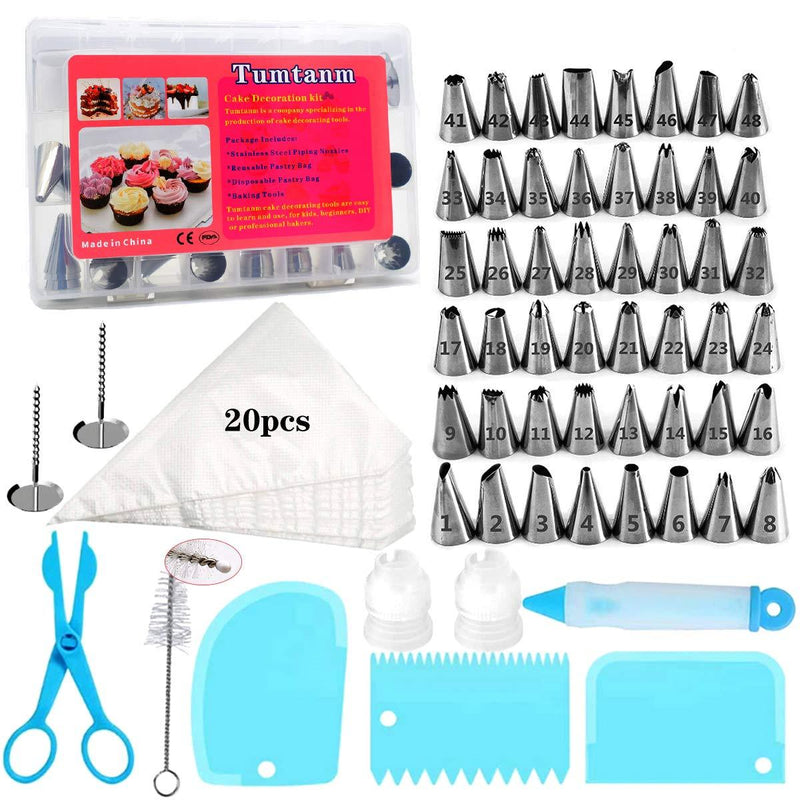 78 Pieces Cake Decorating Kit with Piping Tips, Disposable Pastry Bags, Icing Smoother, Piping Nozzles Coupler, for Cake Decoration Baking Tools 78 Pcs - PawsPlanet Australia