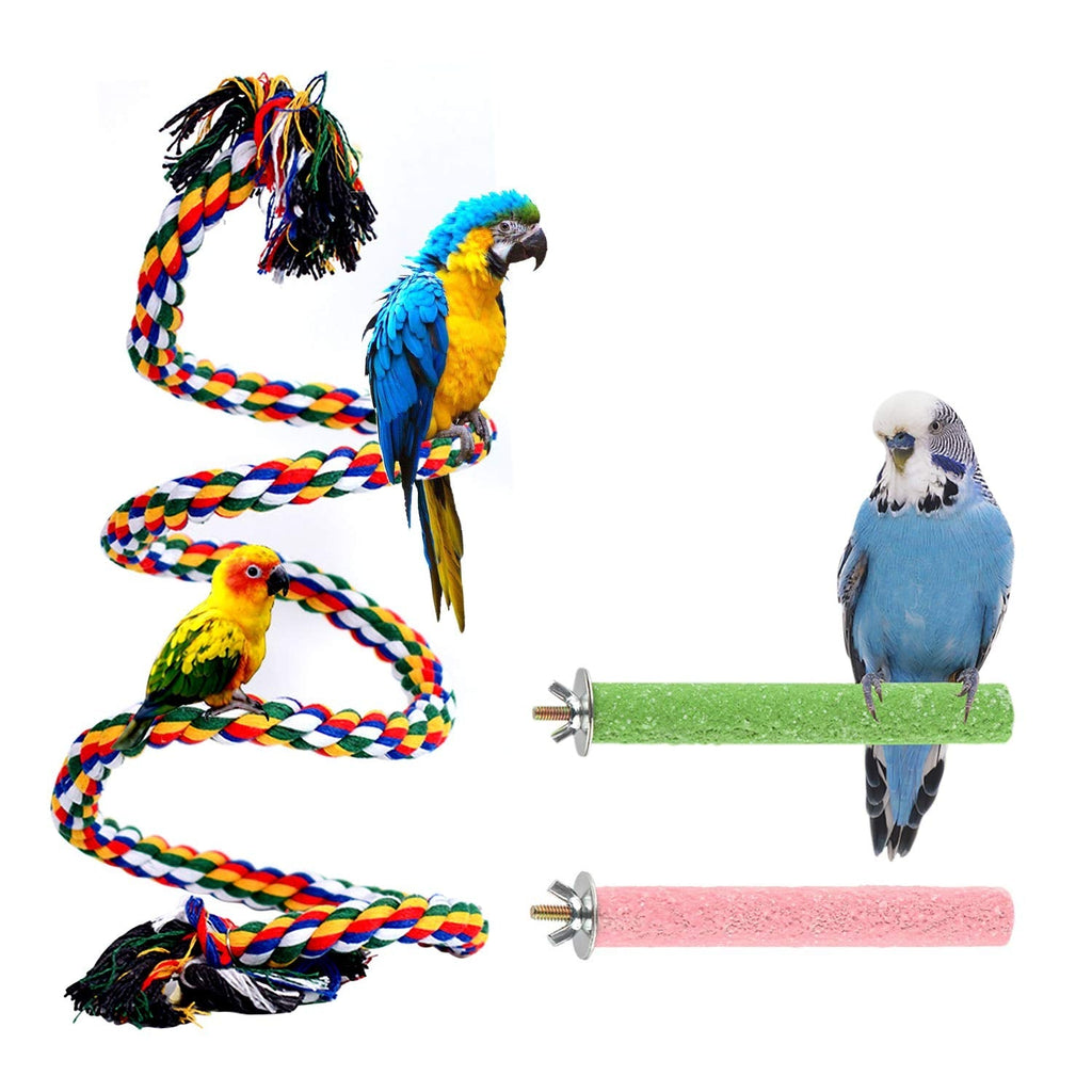 Aumuca Bird Perch Stand Bird Rope Perch Bird Toys 3 Pcs for Parakeets Cockatiels, Conures, Macaws, Lovebirds, Finches 39 inch (Pack of 3) - PawsPlanet Australia