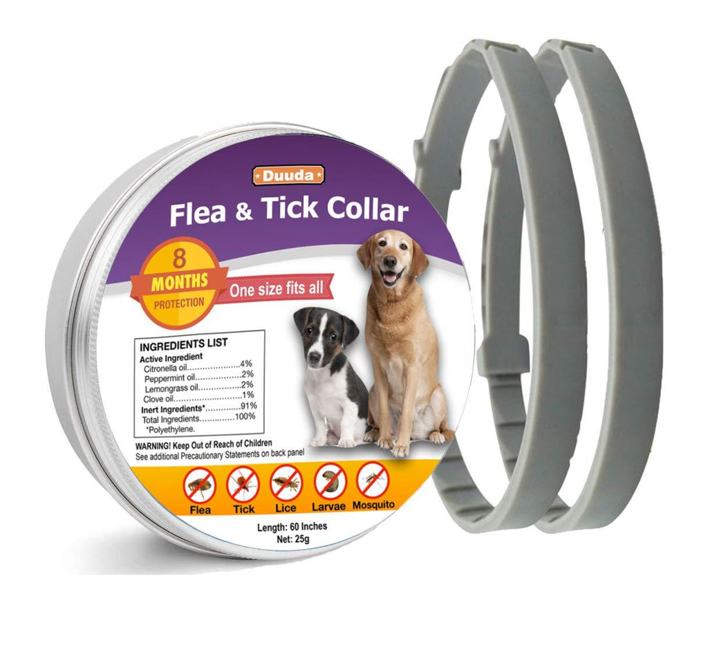 Duuda Dog Flea and Tick Collar - 8-Month Continuous Protection and Prevention - Waterproof and 100% Natural Essential Oil Extract - Adjustable for All Breeds and Size – Pack of 2 - PawsPlanet Australia