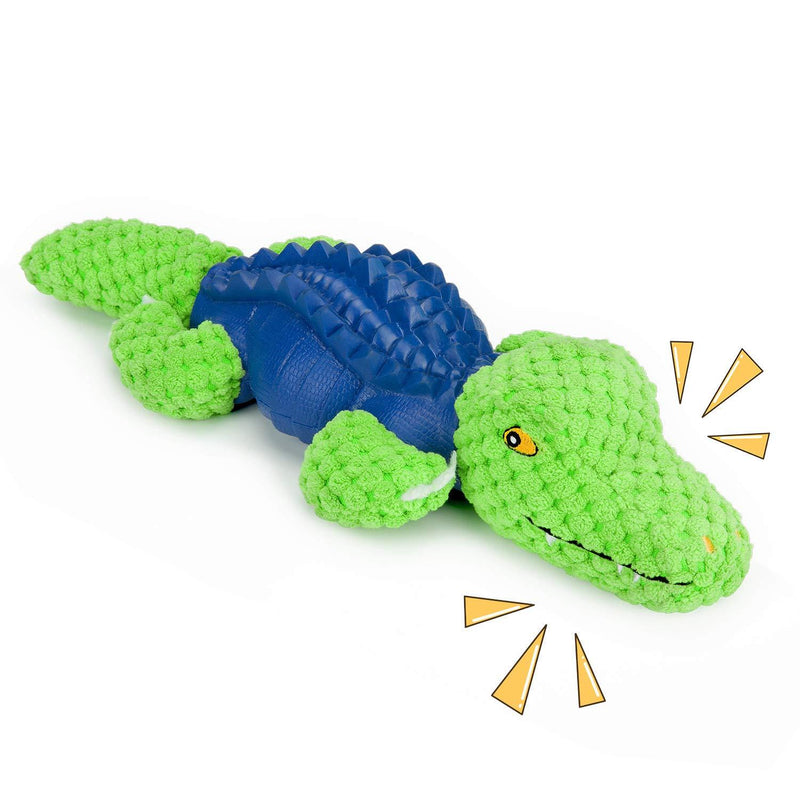 [Australia] - PlutuX Dog Chew Toy, Crocodile Interactive Dog Toy Durable Rubber Indestructible Training Squeak Toy 