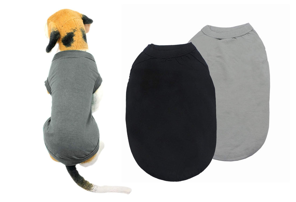 YAODHAOD Cotton Dog Clothes Solid Color Dog T-Shirts Clothes, Cotton Shirts Soft and Breathable, Dog Shirts Apparel Fit for Small Extra Small Medium Dog Cat 2pcs X-Large Black+grey - PawsPlanet Australia