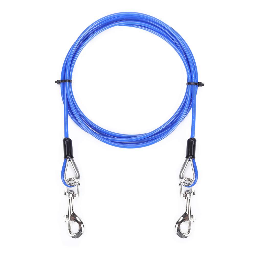 AMOFY 10ft Dog Tie Out Cable - Galvanized Steel Wire Rope with PVC Coating for Small to Medium Pets Up to 80 lbs Diode blue - PawsPlanet Australia