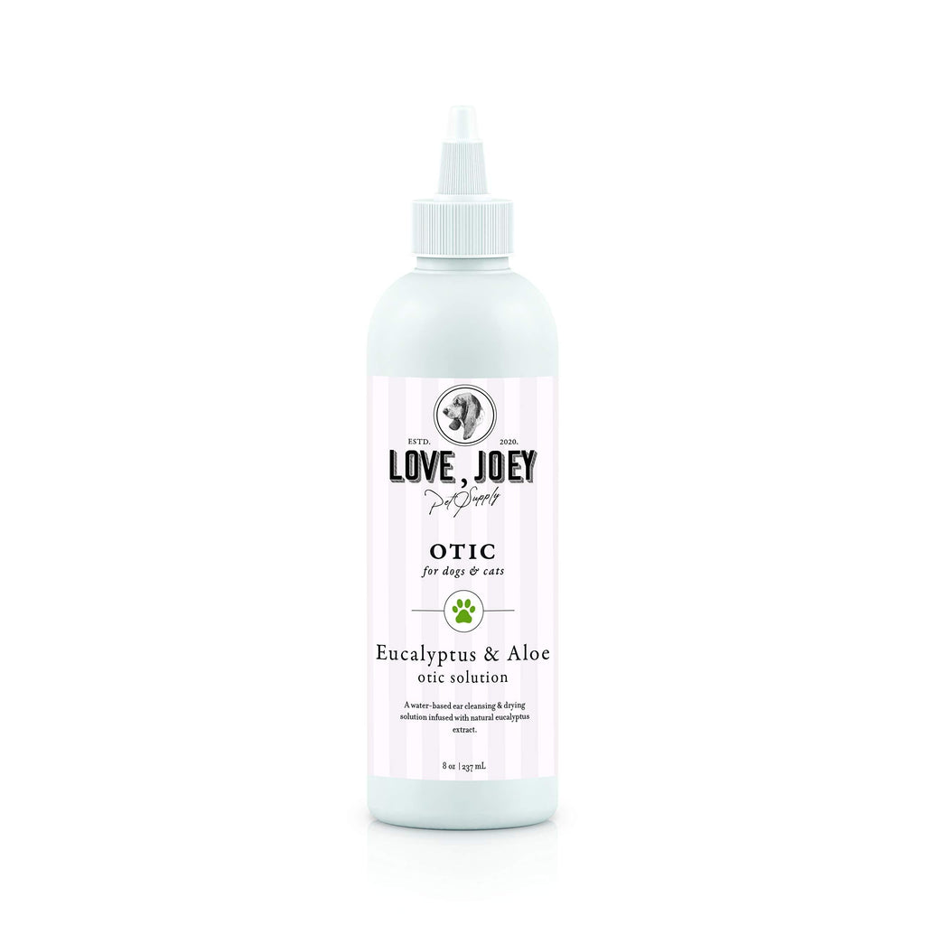 Love, Joey Dog & Cat Ear Cleaner – Safe and Non-Irritating Otic Solution to Prevent Infections, and Eliminate Itching, Odor, Wax, & Debris - Eucalyptus & Aloe - 8 oz - PawsPlanet Australia