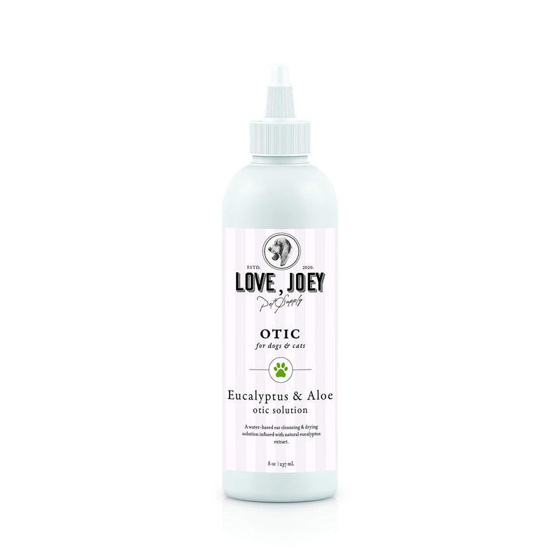 Love, Joey Dog & Cat Ear Cleaner – Safe and Non-Irritating Otic Solution to Prevent Infections, and Eliminate Itching, Odor, Wax, & Debris - Eucalyptus & Aloe - 8 oz - PawsPlanet Australia