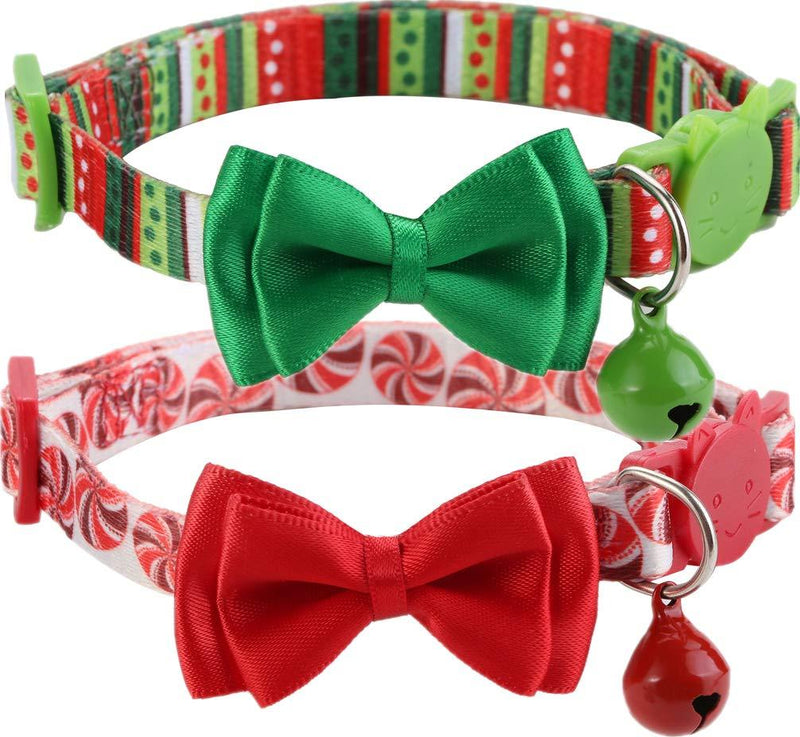 BoomBone 2 Pack Christmas Cat Collar,Puppy Collar with Bell Pattern A - PawsPlanet Australia