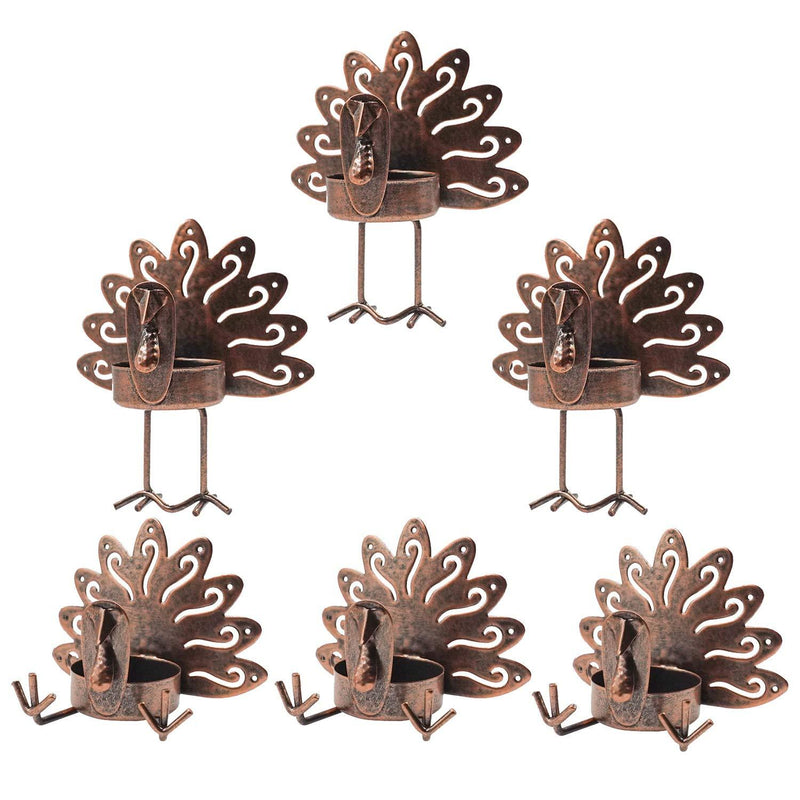 Funpeny 6 Pack Metal Turkey Tealight Candleholders, 6 Pack Turkey Tea Light Candle Holders Holiday Candlestick Thanksgiving Decoration for Home, Table, Fireplace, Window - PawsPlanet Australia