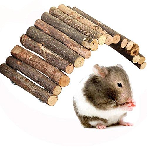 LWINGFLYER Hamster Bridge Wooden Ladder Rat Bridge Toy for Small Animals Cage Wood Ladder Natural Hideout for Guinea Pig Chinchilla Ferret Reptile 4x8.66inch - PawsPlanet Australia