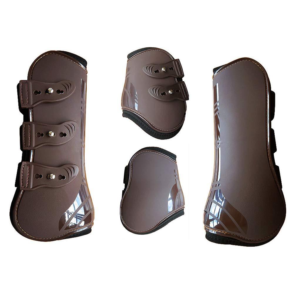 Guer Front Jumping Tendon and Hind Fetlock Horses Boots, 4PCS Horse Leg Neoprene Boots, Horse Leg Protection, Adjustable Lightweight Horse Riding Equestrian Equipment L Brown - PawsPlanet Australia