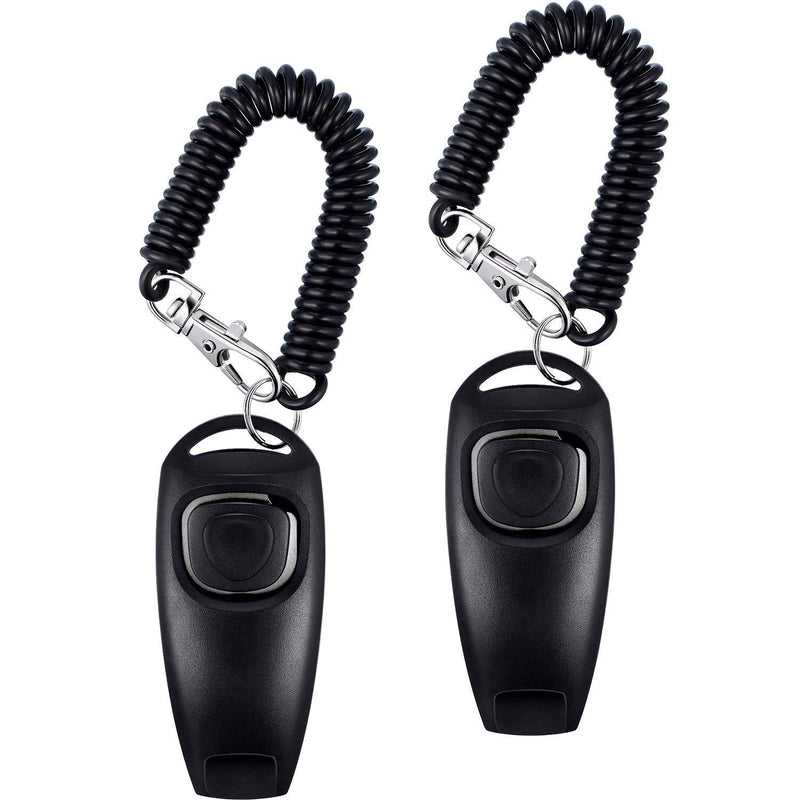 DEZHI 2 Pack Dog Clicker Dog Whistle to Stop Barking Dog Training Clicker Dog Whistle Clicker 2 in 1 New Upgrade Training Tools with Wrist Strap (Black)(Black) - PawsPlanet Australia