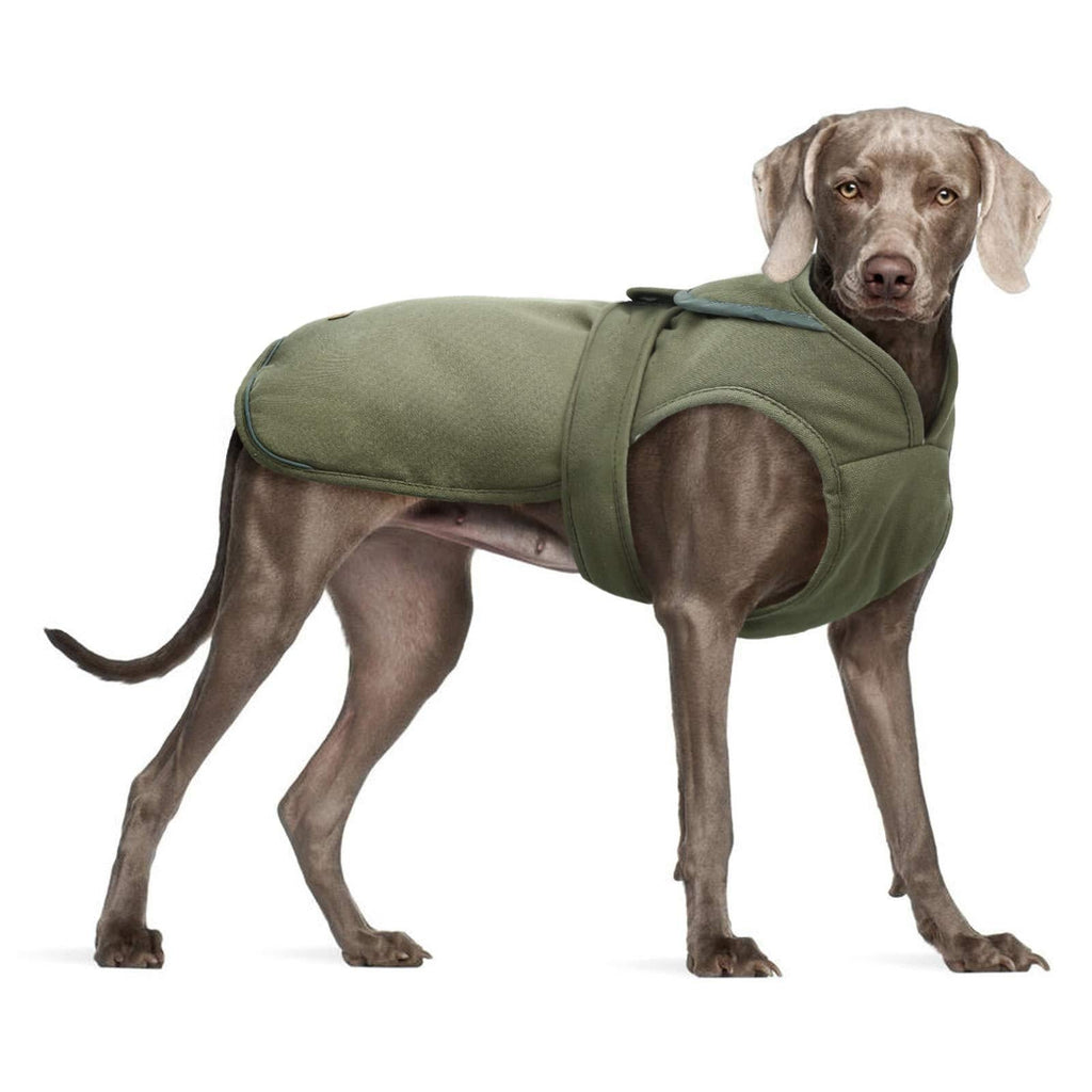 [Australia] - Kuoser Canvas Cold Weather Dog Coat for Winter, Reflective Dog Warm Fleece Jacket Water Repellent Windproof Dog Vest for Small Medium Large Dogs with Zipper Leash Hole XS-3XL XS(Chest:9.8-12.6",Back:8.7") Army Green 