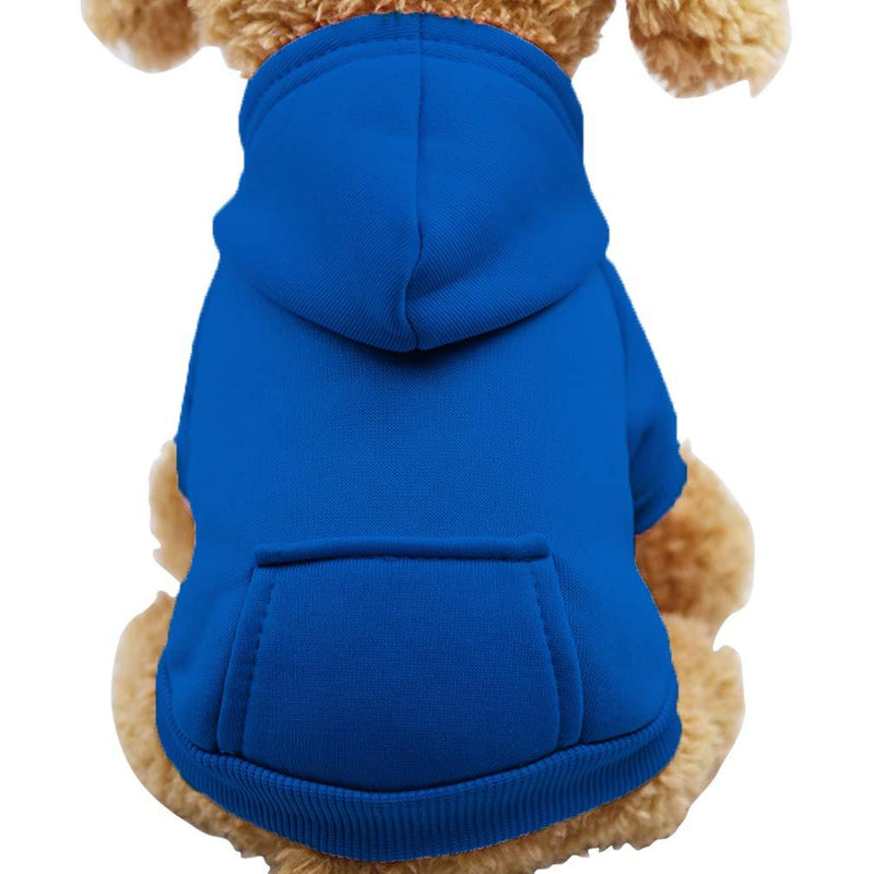 Jecikelon Winter Dog Hoodie Sweatshirts with Pockets Warm Dog Clothes for Small Dogs Chihuahua Coat Clothing Puppy Cat Custume (XX-Small, Dark Blue) XX-Small - PawsPlanet Australia