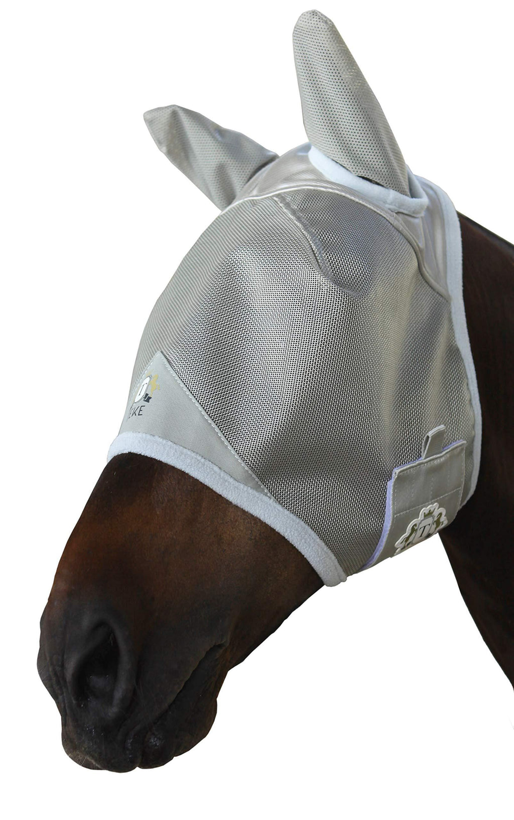 TEKE Classic Horse Fly mask with Ears Cover Silver Cob size - PawsPlanet Australia