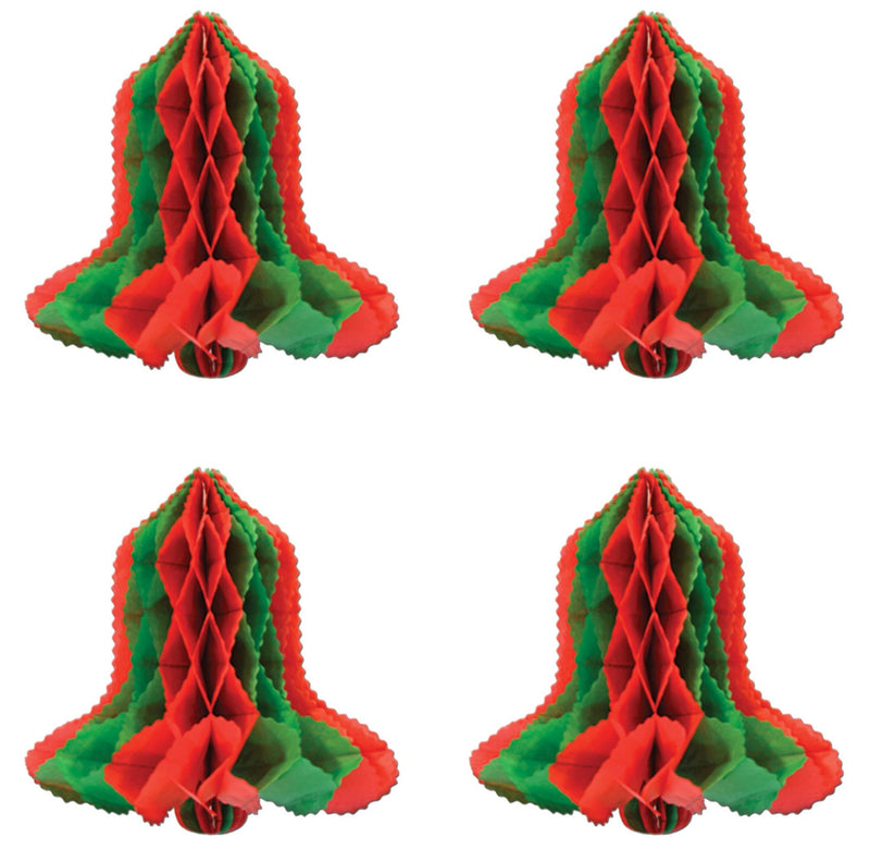 Beistle Honeycomb Tissue Paper Bells 4 Piece Christmas Decorations Winter Party Supplies, 12", Red/Green - PawsPlanet Australia