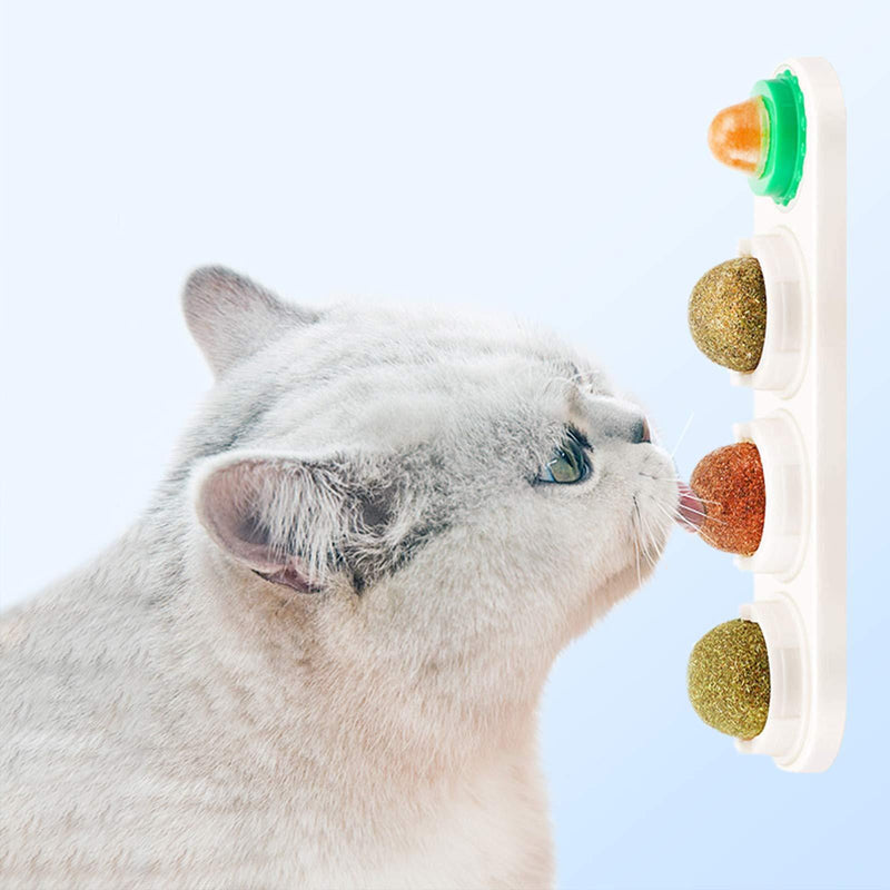 Fortune-star Catnip Wall Ball Cat Toys Catnip Edible Licking Balls Snack Natural Healthy Rotatable Treats Toys Kitten Playing Chewing Cleaning Teeth Toy - PawsPlanet Australia