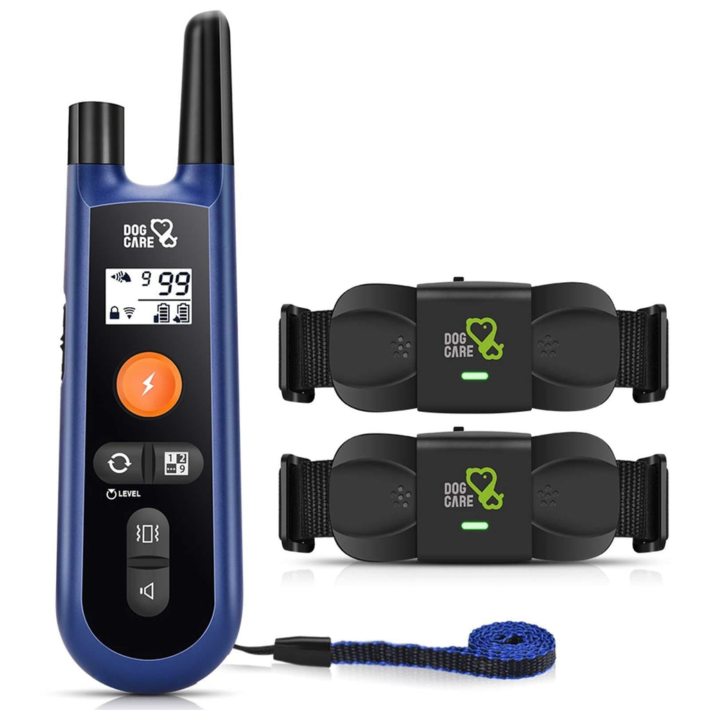 [Australia] - DOG CARE Dog Training Collar with Remote - Rechargeable Dog Shock Collar w/3 Training Modes, Beep, Vibration, Shock, 1000Ft Range, 2 Receivers Dog Collar for Large Medium Small Dogs, Safe & Humane 