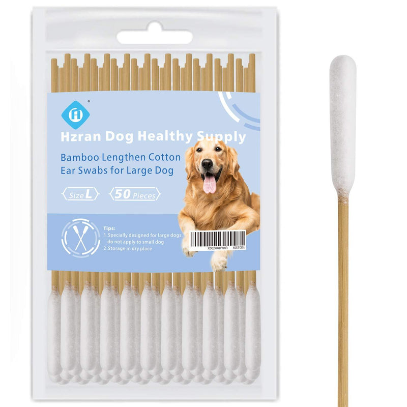 Hzran Cotton Buds for Dogs, 6 Inch Cotton Buds for Large Dog Ears, Lengthen Cotton Swabs for Cleaning Dogs Ears, Apply Medicine, Clean Wound, Bamboo Cotton Buds for Large Dog 50 Pieces - PawsPlanet Australia