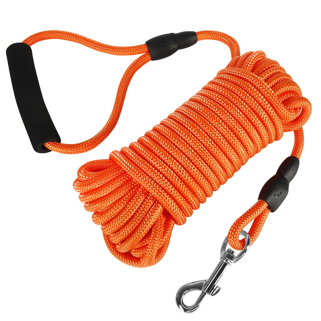 Vivifying Dog Check Cord, 20FT/6M Floatable Long Dog Training Rope with Handle for Beach, Lake (Orange) - PawsPlanet Australia